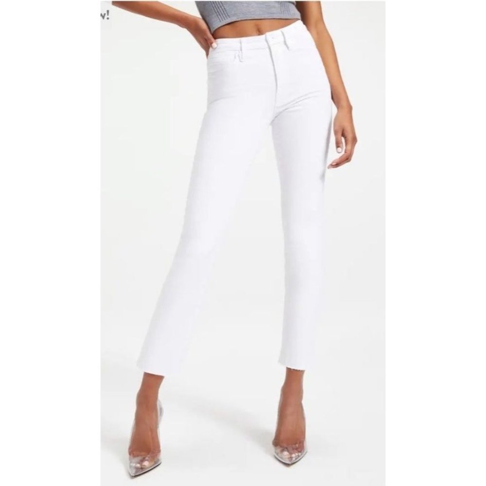 ND1 good American jeans 6 28 high waist raw hem straight leg new nwt good legs w